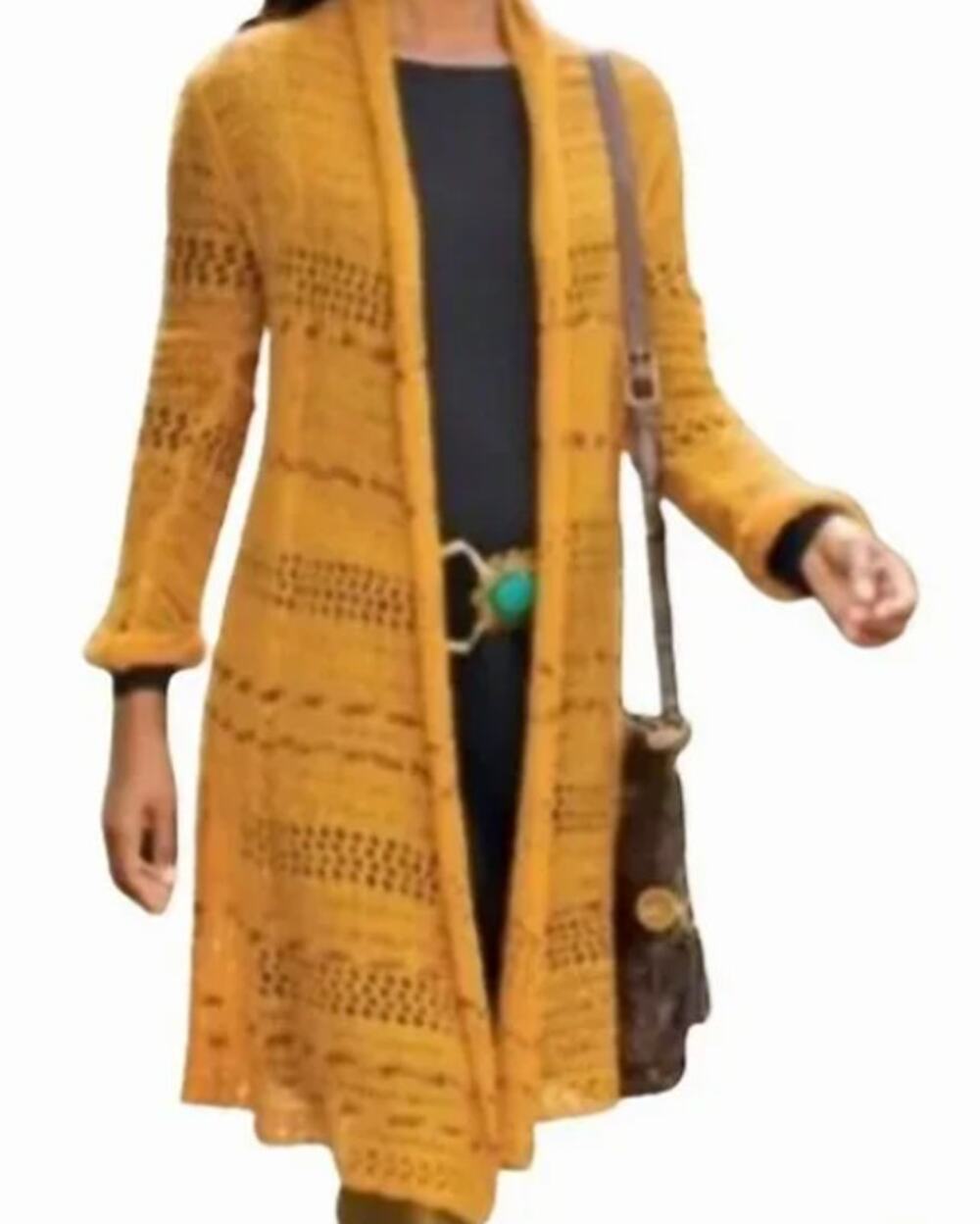 Soft Surroundings Long Open Weave Crochet Cardigan Duster Size PM Petite